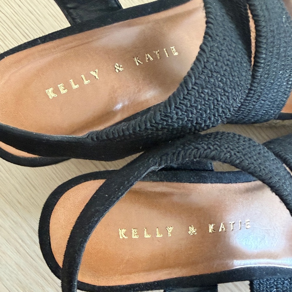 Kelly & Katie Black Wedge Sandals Women’s 7 - Picture 7 of 8